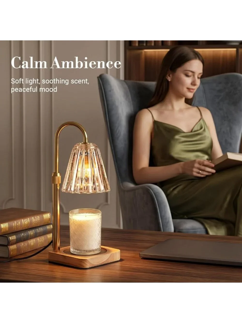 Candle Warmer Lamp with Timer & Dimmer - Adjustable Height Wax Melter, Aesthetic